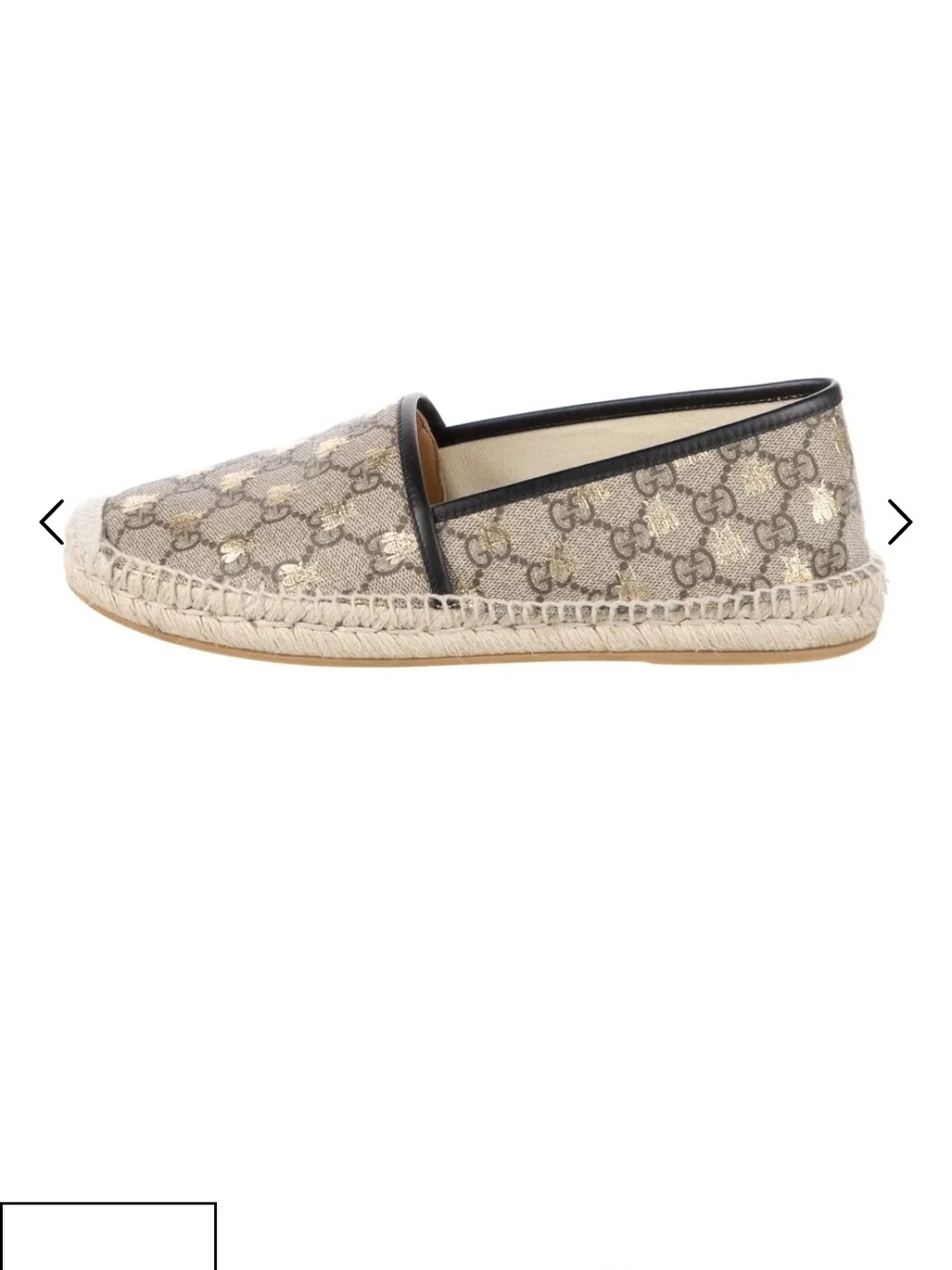 Gucci Beige GG Canvas Espadrille with Black Trim